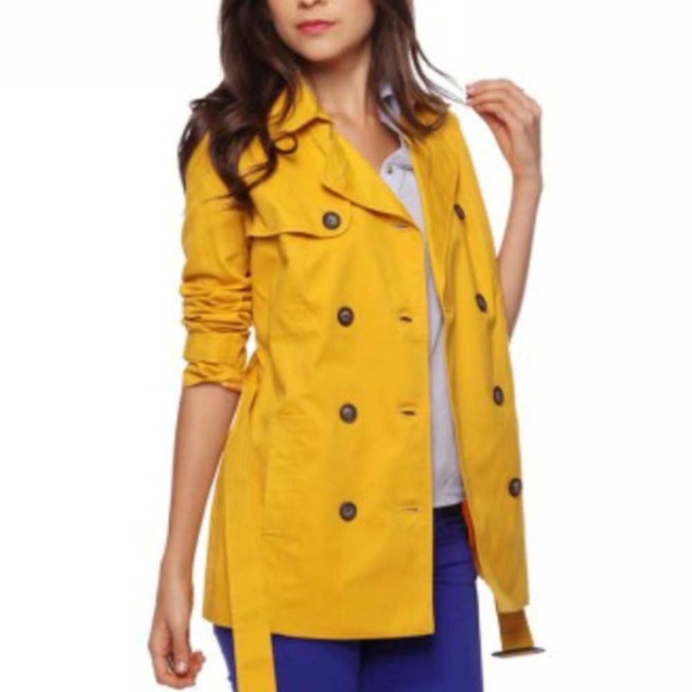 Yellow Double Breasted Cotton Spring Jacket